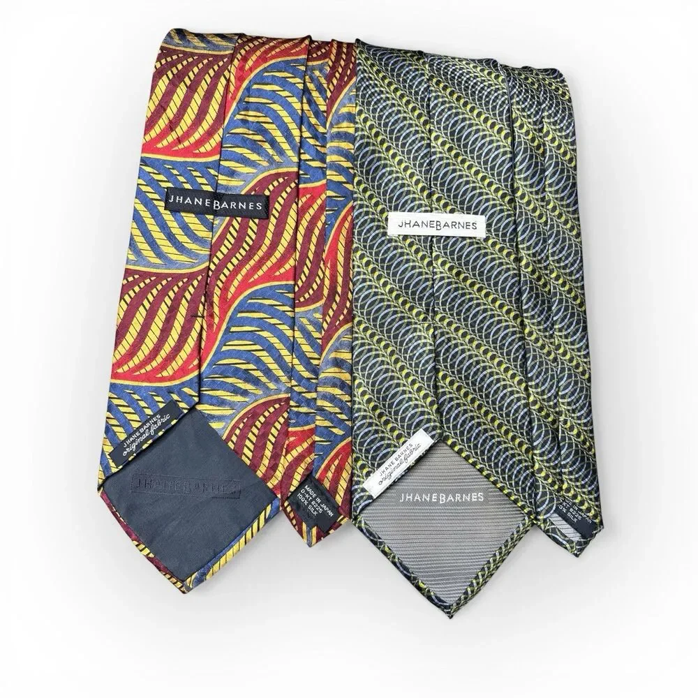 Vintage Jhane Barnes Silk Tie Lot Japan Original Fabric Geometric Art To Wear